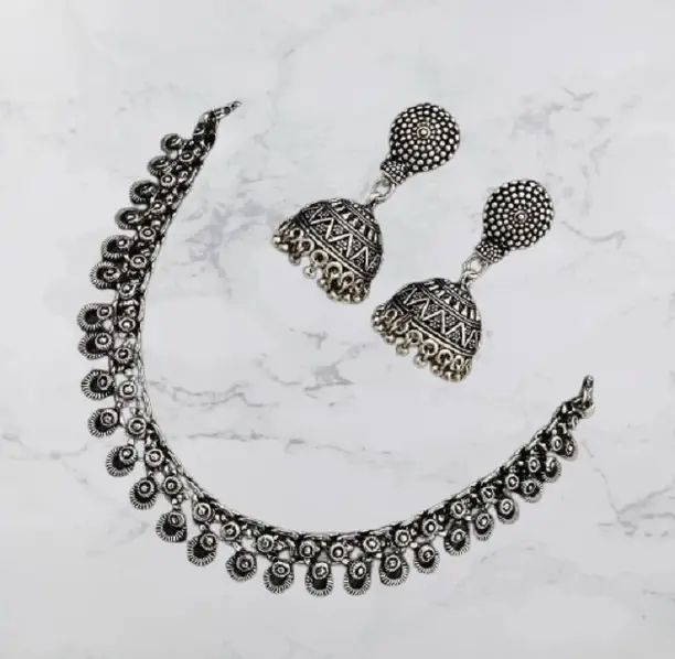 Oxidised Silver Jewellery Set - Image 2